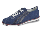 Dark blue men's sport shoes from suede with white sole...