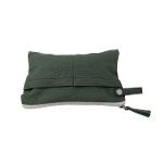 Dark Green Cotton Cosmetic Pouch Bag with 2 Designer Pocket