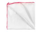 White silk hand-rolled pocket square, 30cm - white/red