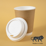 White molded fiber coffee cup lids - 80 mm