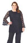 Large Size Black Color Frilly Lace Tunic