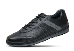 Black sport shoes for men with leather logo