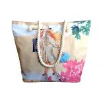 Polyester material beach bag with cotton rope, digital printed quality suitable