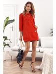 Dress / Tunic with a tied neckline red FI600