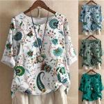 Women Floral Print Button Embellished Casual Blouse