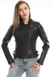 Biker Women Genuine Leather Jacket - Slim Fit