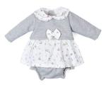 Grey Baby Dress & Bloomer Set