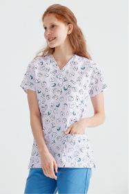 Blouse Patterned Scrub Top Only - MedicalWear