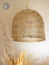 Bell-shaped Seagrass Pendant Light