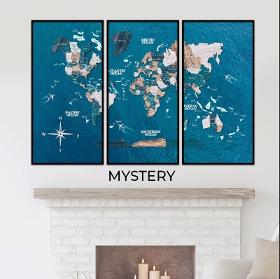 3D Wooden Triptych World Map Mystery