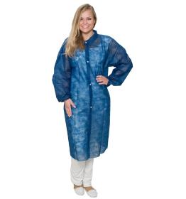 Disposable coat non-woven with push buttons, dark blue