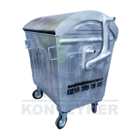 1100 L Metal Galvanized Waste Container With Damper Metal Lid