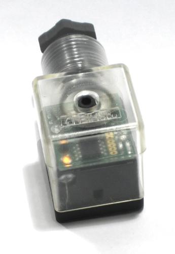 Power saving DIN connector for solenoid valves
