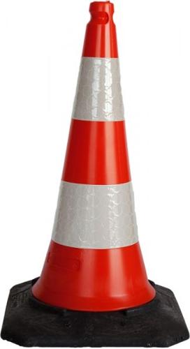 Cone hard with reflective stripes H 75 cm