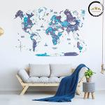 3D Wooden World Map Ocean