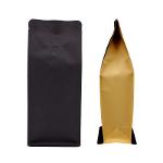 Flat bottom bag kraft paper black-brown high barrier with valve 100g