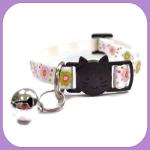 White With Pink / Green Flowers Cat Collar