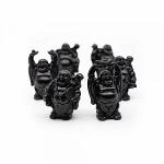 Happy Buddha Statue Standing Polyresin Black – set of 6 – approx. 7 cm