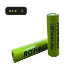 Rovimex 18650 Rechargeable Battery (3200 Mah-1c) – 8 Pieces