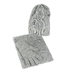 Autumn women's set, hat, infinity scarf gloves, without a pompom, gray