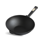 Cast iron frying pan with wooden Black handle WOK 2.8