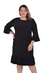 Plus Size Black Color Frilly Short Dress