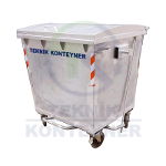 1100 L Metal Galvanized Waste Container With Metal Lid And Pedal