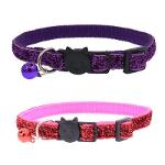 Glitter Cat Collar - Purple & Pink (pack Of 2)