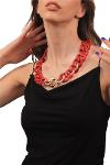 Women's Thick Chain Formed Red Resin Necklace