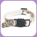 Cat Collar With Bell - White With Red Roses
