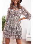 Casual dress with frills snake print 9105