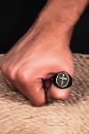 Men's Black Oxide Plated Adjustable Cross Symbol Thumb Ring