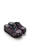 Orthopedic Medical Clogs, Black with Print, Women - Airmax Floral Model