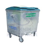 1100 L Metal Galvanized Waste Container With Plastic Lid Pedal