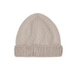 Beanie hat with two-tone cashew-cappuccino lapel