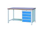 Workbench 1500 with 4 drawers front height 150