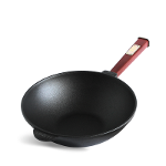 Cast iron frying pan with wooden handle Bordo WOK 2.8