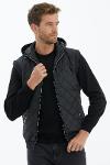 Quilted hooded zippered knitwear vest - anthracite