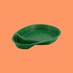 Green reusable ecological plates with 2 compartments 15 pcs