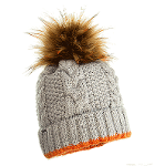 Gray woolen cap with a pompom