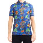 Blue Tropical Print Polo Shirt