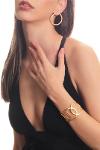 Women's Matte Gold Plated Round Shaped Geometric Design Earrings & Bracelet Set