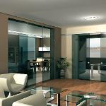 V-5103 - ceiling / wall, sliding door set with fixed glass support profile