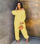 Women Solid Color Casual Off-The-Shoulder Jumpsuits