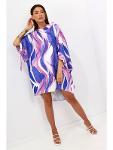 Miss citty official kimono dress in purple and white patterns DPMCO23