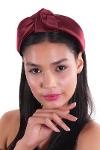 Women's Wide Band Knotted Satin Burgundy Crown