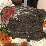 Granite Gravestone Plaque Flower Etching Memorial Plaque