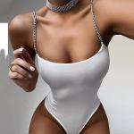 Women Sexy Basic New Creative Solid Color Rhinestone Chain Strap Backless Sling