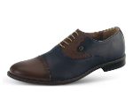 Men's formal shoes with laces in dark blue and brown
