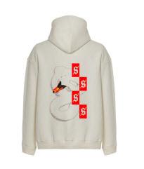 Hoodie White Red